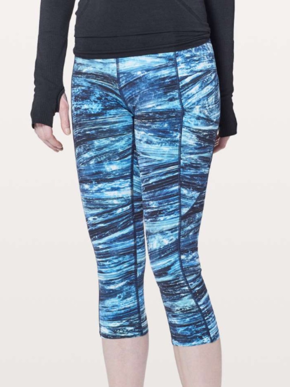 Lululemon Fast & Free Crop II $118 Nulux 19" Shorelines Multi Blue 6 NEW NWOT